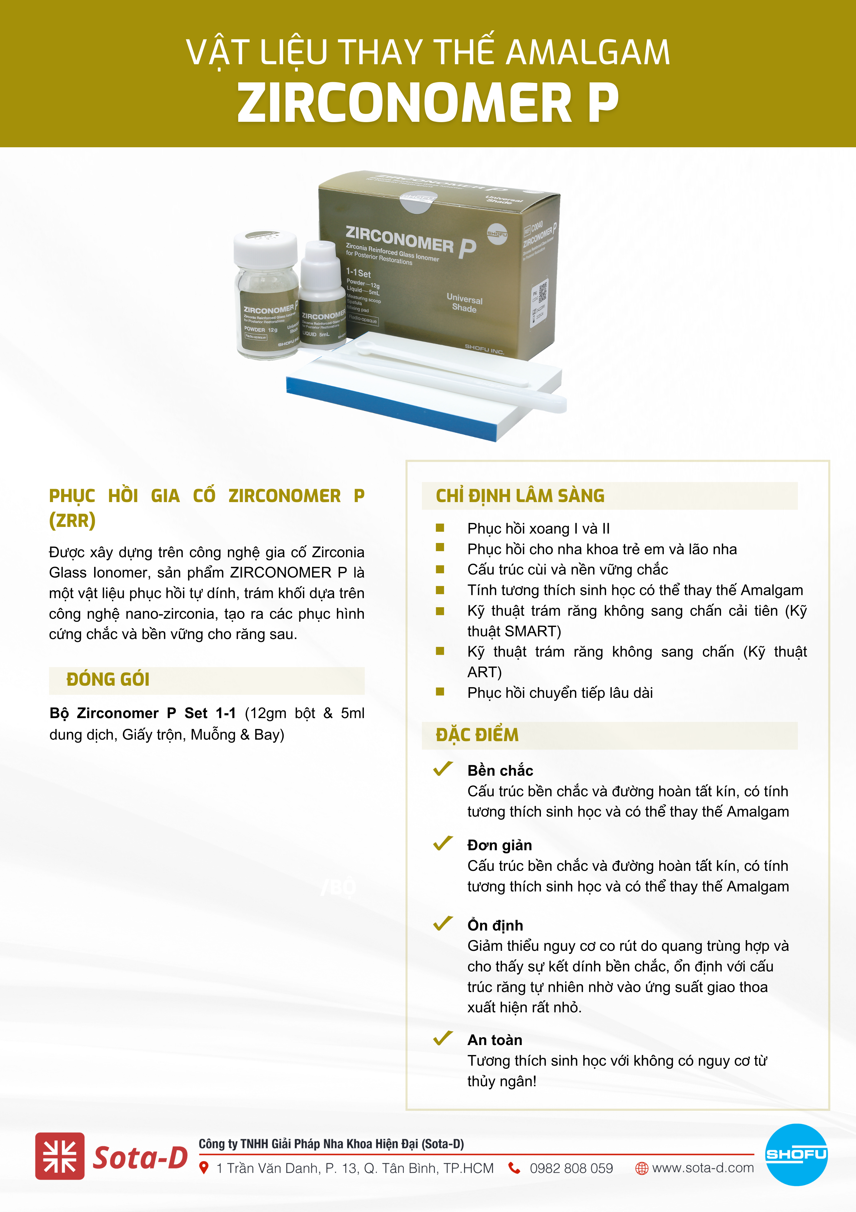 GIC gia cố Zirconia Zirconomer P0